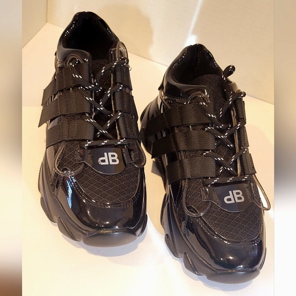 NWOT Platform Black Strappy Sneakers - Picture 5 of 12